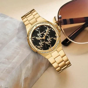 Michael Kors مايكل كورس | ساعة نسائية وردية - قرص مرصع بالكريستال، سوار من الفولاذ